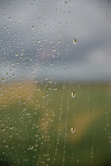 drops of water on windows glass