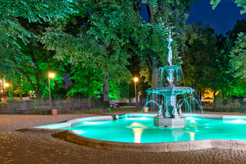 Fountains at Tsar Simeon Garden in City of Plovdiv, Bulgaria