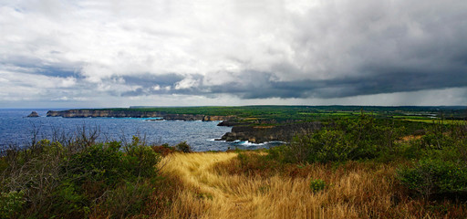 The Pointe de la Grande-Vigie is located at the north of Grande-Terre in Guadeloupe, French Antilles, Caribbean. The high cliffs of 80 meters, creating a spectacular and wild landscape.