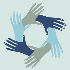 Isolated design with circled icon element with hands. 
