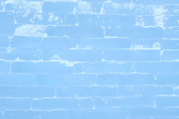 Ice brick wall texture using as background, close-up view