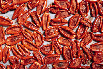 traditional italian food, sun-dried tomatoes made at home.
