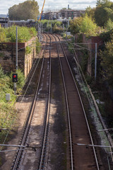 Fototapeta premium High angle of two railway lines in Glasgow