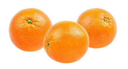 Juicy oranges isolated on white background with clipping path