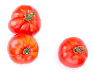 Red Ripe Fresh Whole Three Tomato Isolated On White Background Close-Up