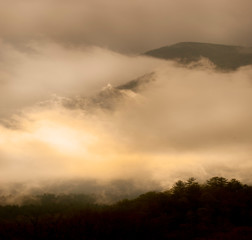 sunset in mountains