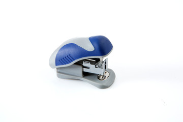 stapler isolated on white background . Stamper blue 