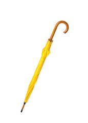 Modern closed yellow umbrella isolated on white