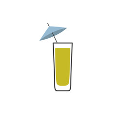 Glass with orange juice on white background vector illustration.