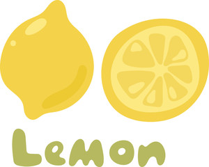 Yellow lemon vector icon isolated on white background. Lemon icon eps clip art. Lemon slice vector icon illustration on white background. Fresh sour vector lemon icon