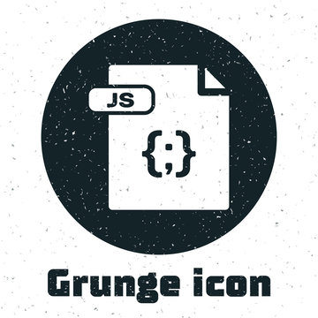 Grunge JS file document. Download js button icon isolated on white background. JS file symbol. Vector Illustration