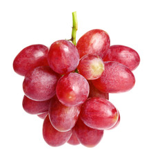 Fresh ripe juicy pink grapes isolated on white