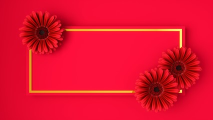 pink flowers on a pink background, 3d illustration