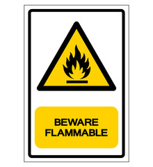 Beware Flammable Gas Symbol, Vector Illustration, Isolate On White Background Label. EPS10