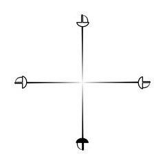 Black and White Three Musketeers original vector logo. EPS isolated icon