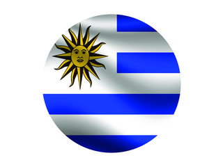 Obraz premium Uruguay Waving national flag with inside sticker round circke isolated on white background. original colors and proportion. Vector illustration, from countries flag set