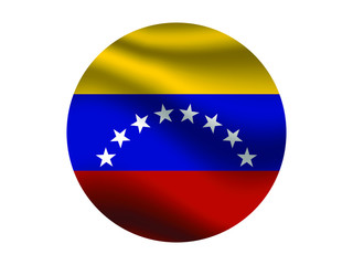 Fototapeta premium Venezuela Waving national flag with inside sticker round circke isolated on white background. original colors and proportion. Vector illustration, from countries flag set