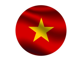  Vietnam Waving national flag with inside sticker round circke isolated on white background. original colors and proportion. Vector illustration, from countries flag set