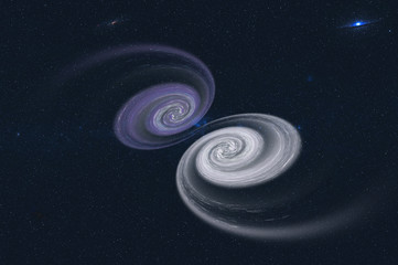 Merging giant black holes nebulas. Purple and white. Elements of this image were furnished by NASA
