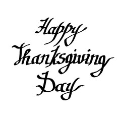 Vector Happy thanksgiving day handwriting monogram calligraphy. Black and white engraved ink art isolated.