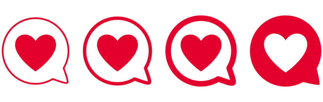 IC&Ocirc;NE COEUR ROUGE AVEC BULLE