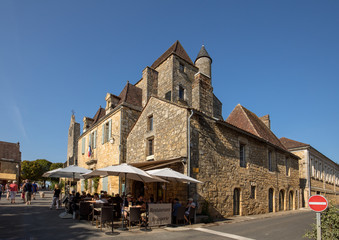 Tourist Information Office and Town Hall in the centre of medieval village of Domme, Aquitaine,...