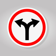 Fork In Road Traffic Sign Isolate On White Background,Vector Illustration