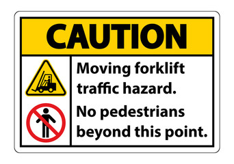 Moving forklift traffic hazard,No pedestrians beyond this point,Symbol Sign Isolate on White Background,Vector Illustration