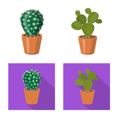 Vector illustration of cactus and pot logo. Set of cactus and cacti vector icon for stock.