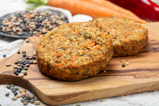 Tasty vegetarian lentils burgers, healthy food