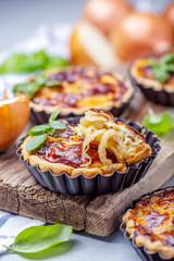 Homemade mini pies with onions.