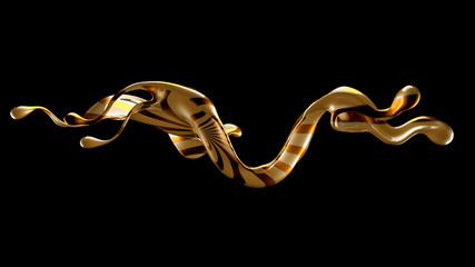 Obraz premium Beautiful elegant metal splash on a black background. 3d illustration, 3d rendering.