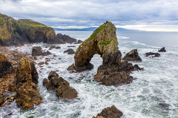 Aerial view of the Crohy Head Sea Arch, County Donegal - Ireland