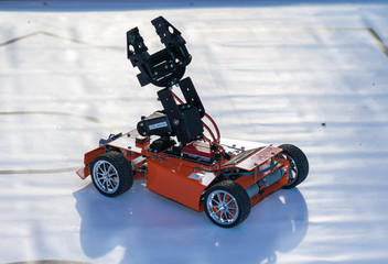 Fototapeta premium a robot created by children, demonstrations at the festival in Ukraine
