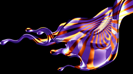 Obraz premium Beautiful elegant metal splash on a black background. 3d illustration, 3d rendering.