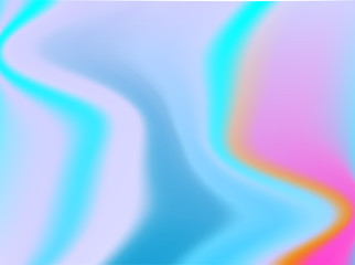 Holographic texture with iridescent neon and pastel gradient colors. Wave design. Vector illustration
