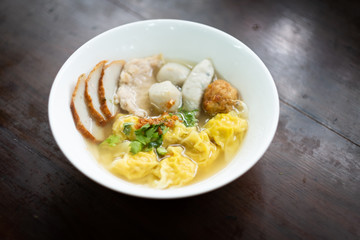 Noodle Chinese food dumpling with soup dish ball 