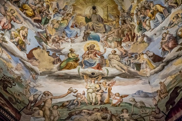 Painting of the dome of the Cathedral of Santa Maria del Fiore in Florence. Tuscany, Italy