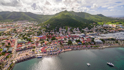 High Aerial view of french saint martin.
