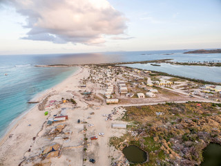 Beautiful view of orient bay beach on st.martin. Aerial view after getting damage by hurricane Irma.