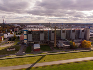 Chemical plant of the aerial view. Chemical factory, Industrial plant.