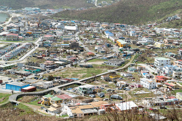 Fototapeta premium Damage cause by hurricane irma to building and homes on st.maarten