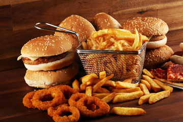 Unhealthy products. food bad for figure, skin, heart and teeth.