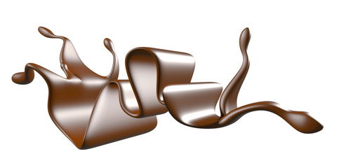 Shiny sweet chocolate liquid splash.