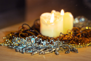 bridal jewelry with candle light