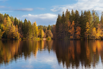 peaceful view of Lake Dolgoe Ozero, Saint-Petersburg, Russia