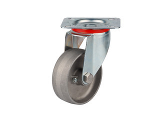 Heat-resistant wheel from aluminum in a swivel metal bracket isolated