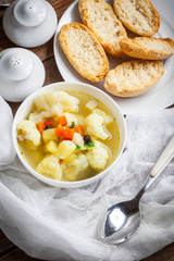 Bowl of minestrone soup.