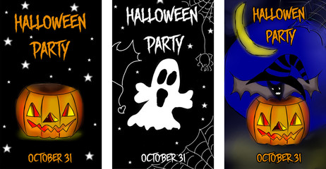 Halloween posters with cool and horror designs. Hallowen Templet party