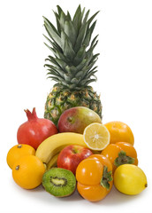 Fototapeta na wymiar Image of tropical fruits isolated on white background closeup
